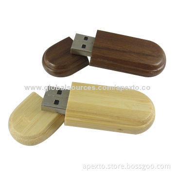 Wooden USB Flash Drives with 8GB or 16GB Storage Capacity, Supports Password Protection